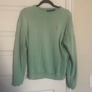 Ralph Lauren Mint Green Crewneck Sweatshirt with Pink Pony